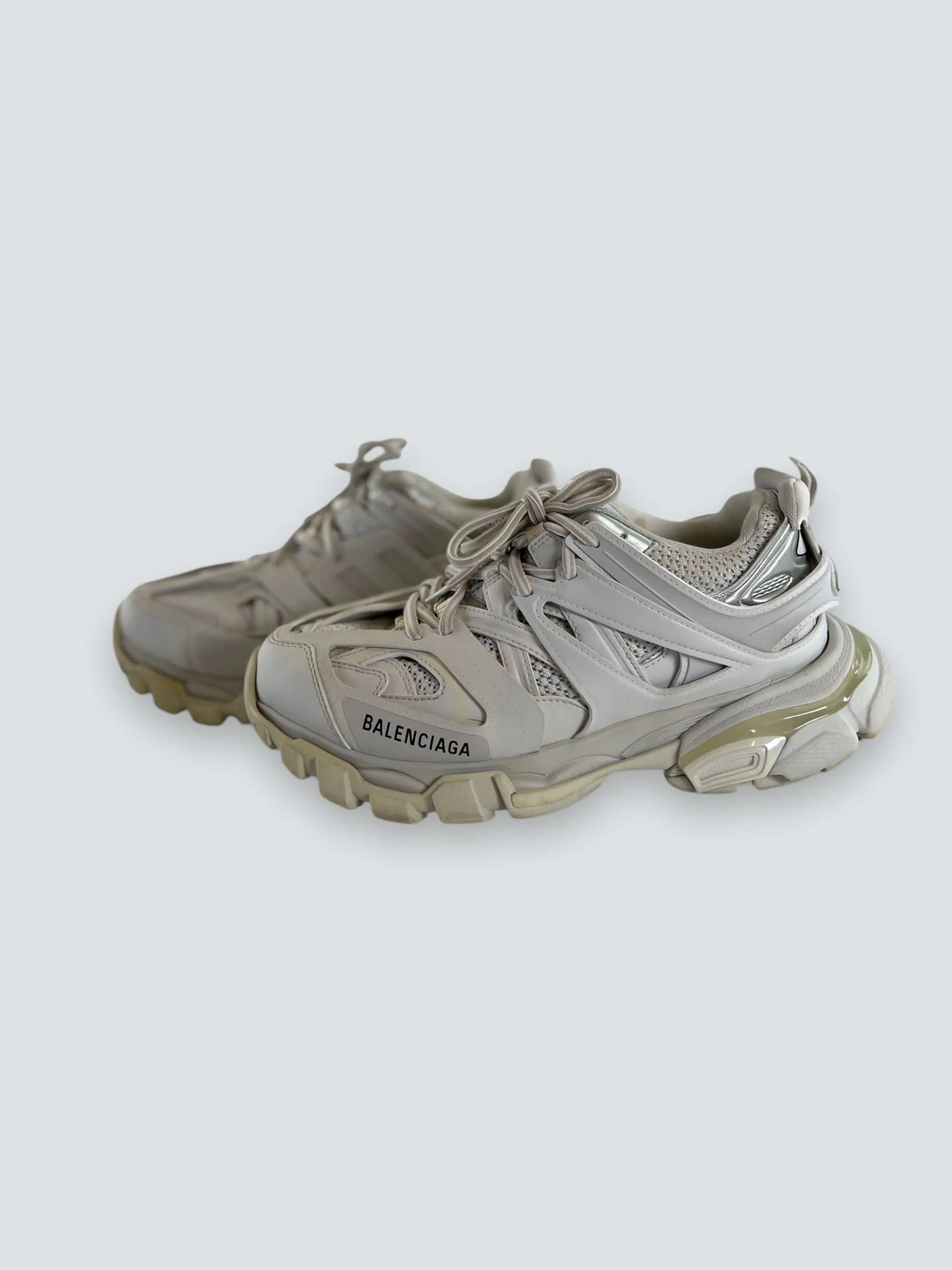 Balenciaga White Chunky Sole Track Trainers - Size UK 40