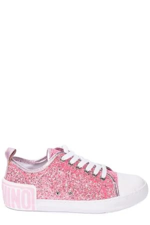 Moschino Glitter-Embellished Low-Top Sneakers