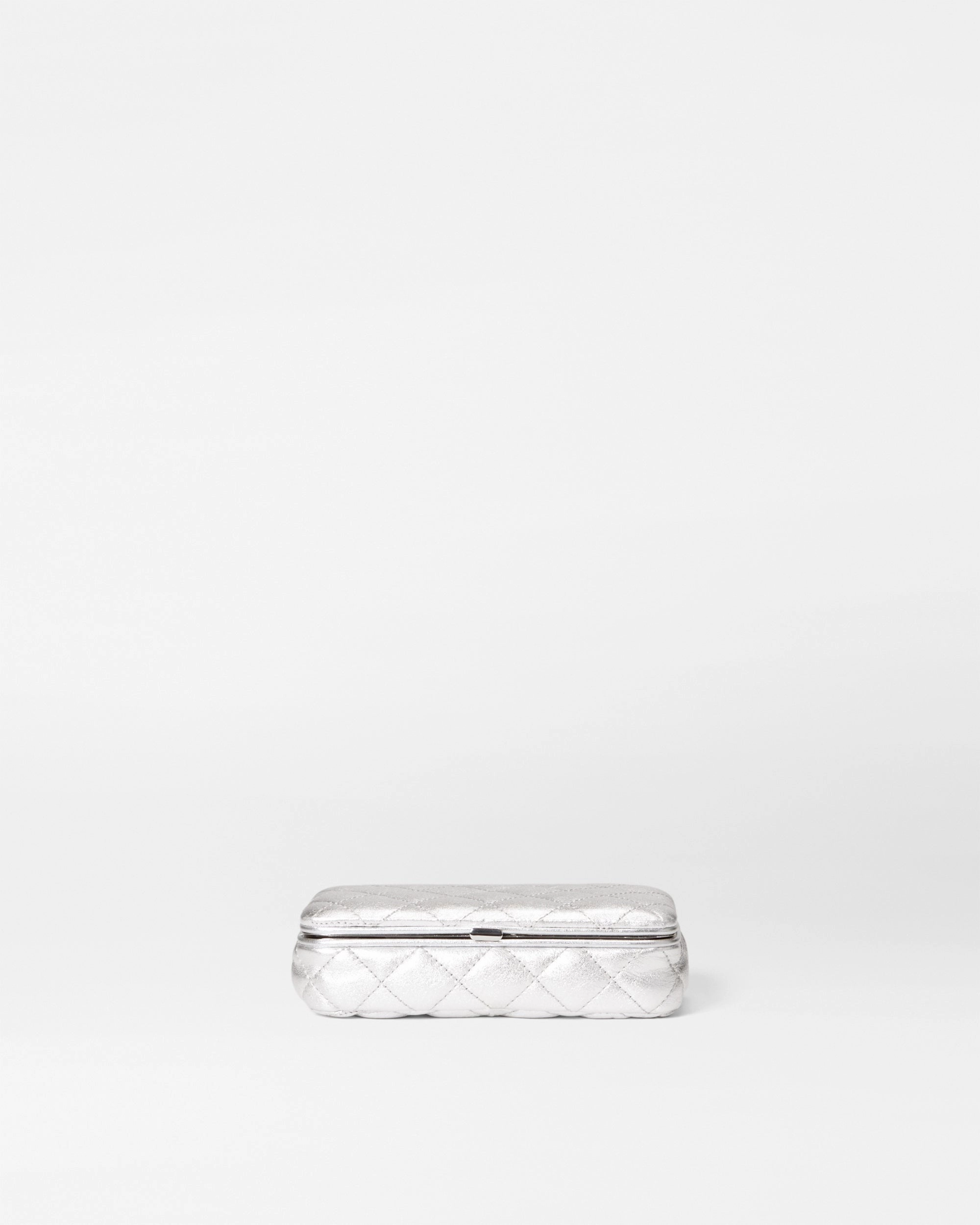 Silver Metallic Leather Medium Retro Frame Case