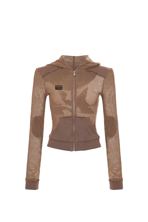 Star Patch Mesh Sweatshirt Jacket
