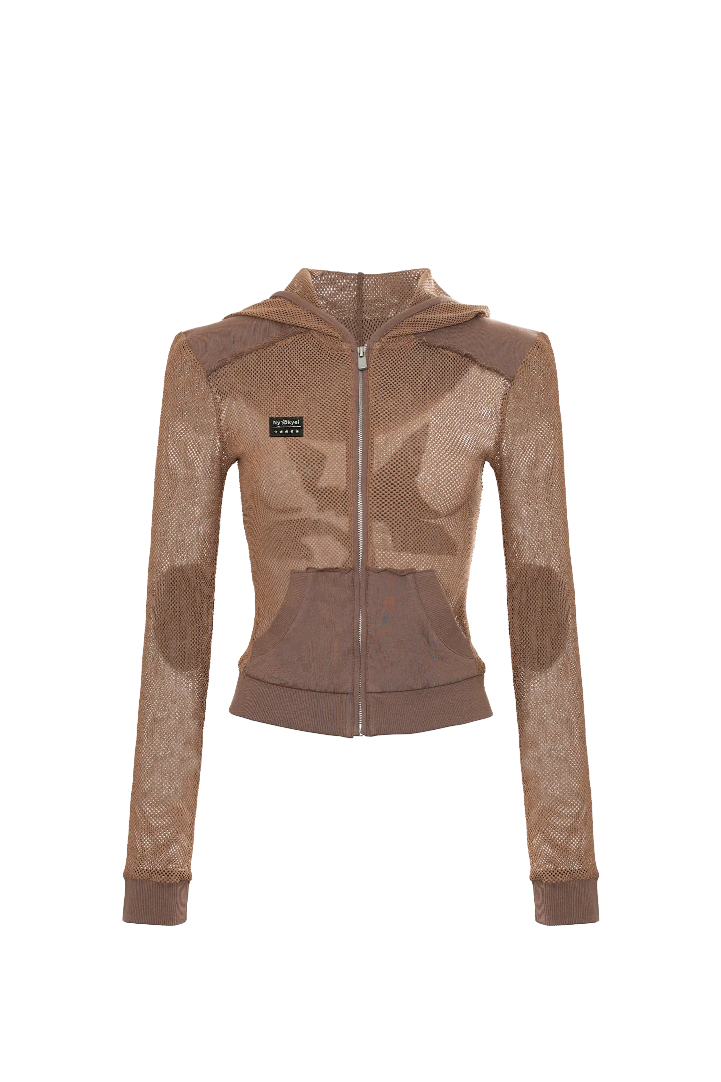 Star Patch Mesh Sweatshirt Jacket