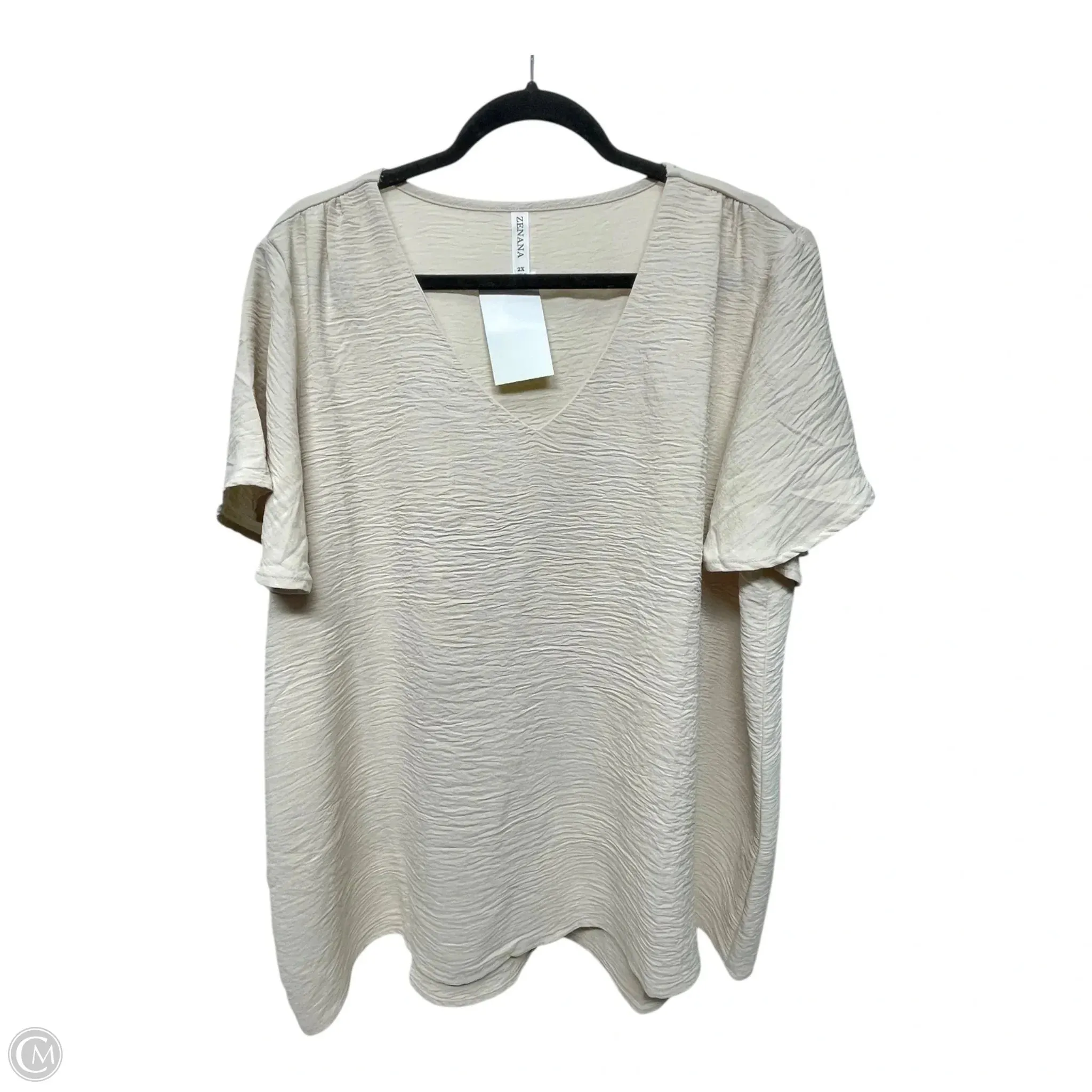 Top Short Sleeve By Zenana Outfitters In Cream, Size: 2x