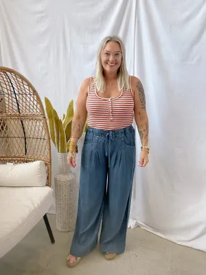 Very Striped Tank Top-Brick