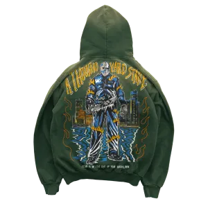 Warren Lotas Thousand Yard Stare Hoodie Faded Green