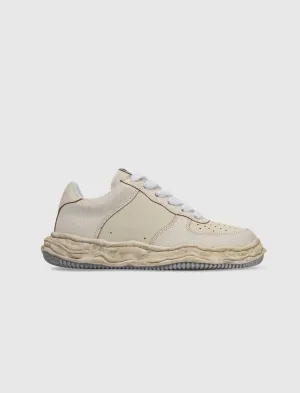 WAYNE LOW TOP CRACKING LEATHER SNEAKERS WHITE
