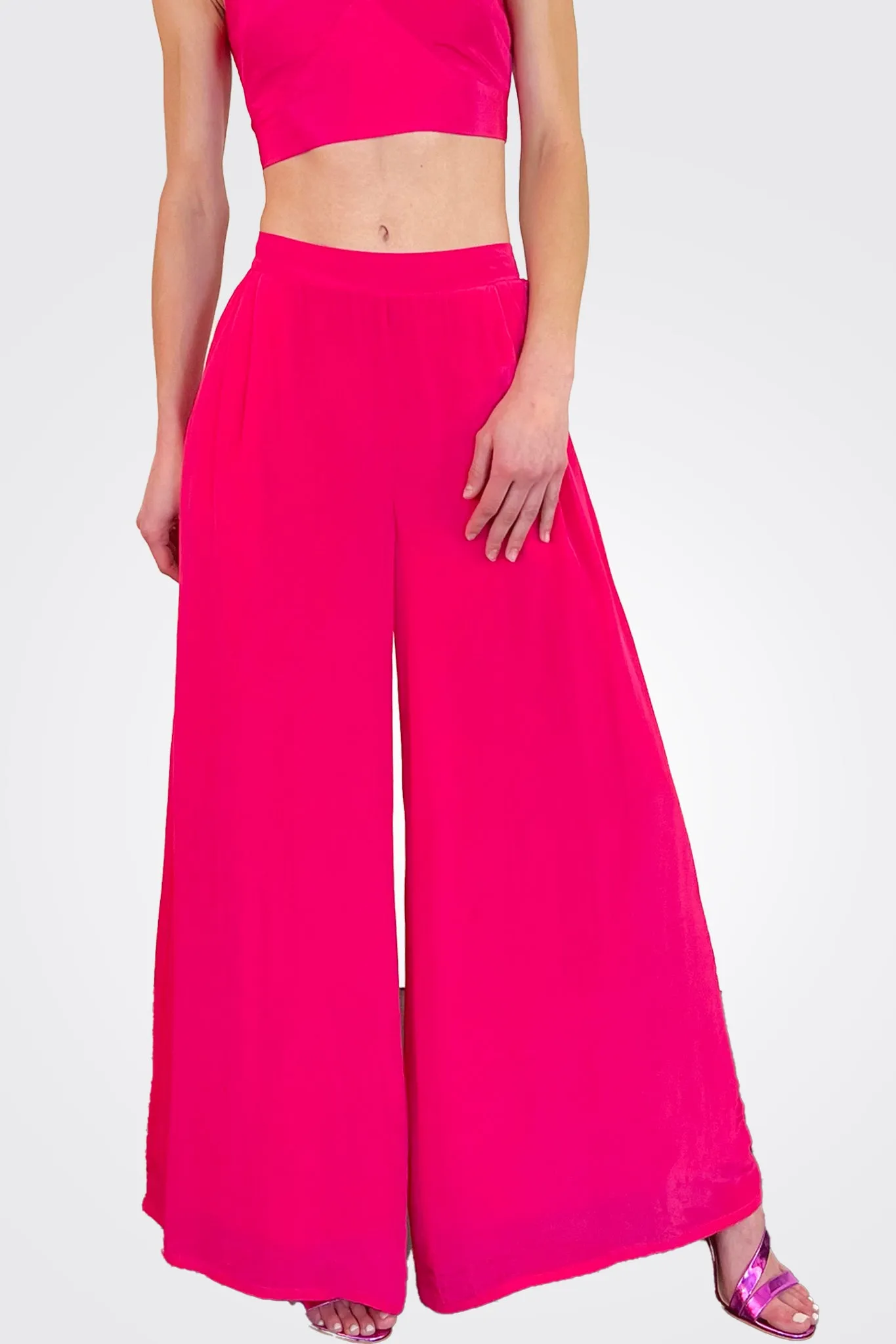 Wide Leg Palazzo Pant - Flamingo