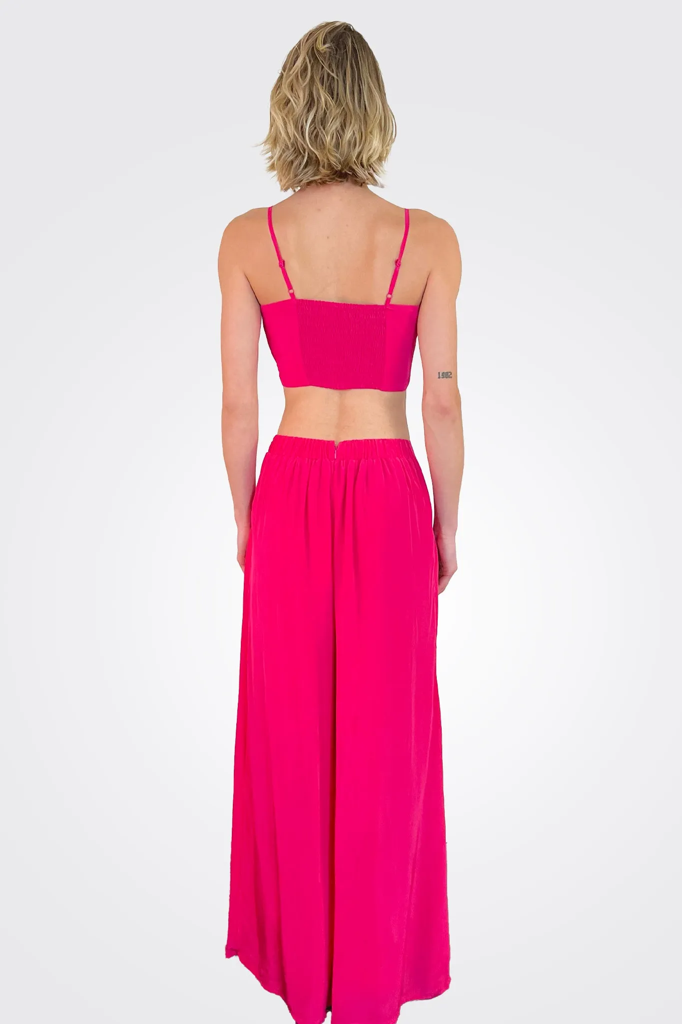 Wide Leg Palazzo Pant - Flamingo