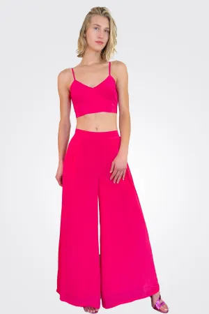 Wide Leg Palazzo Pant - Flamingo