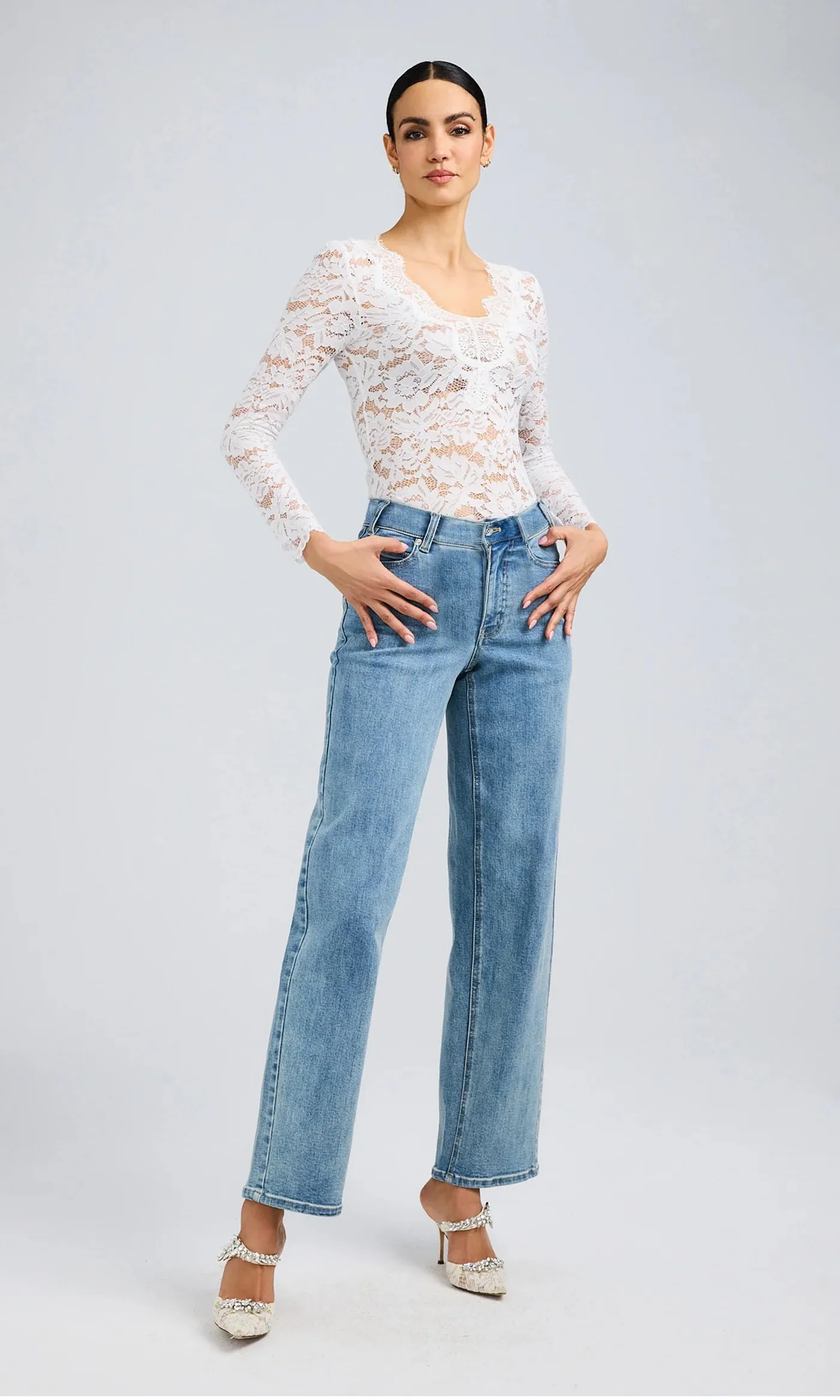 Yoko Sheer Lace Top - White
