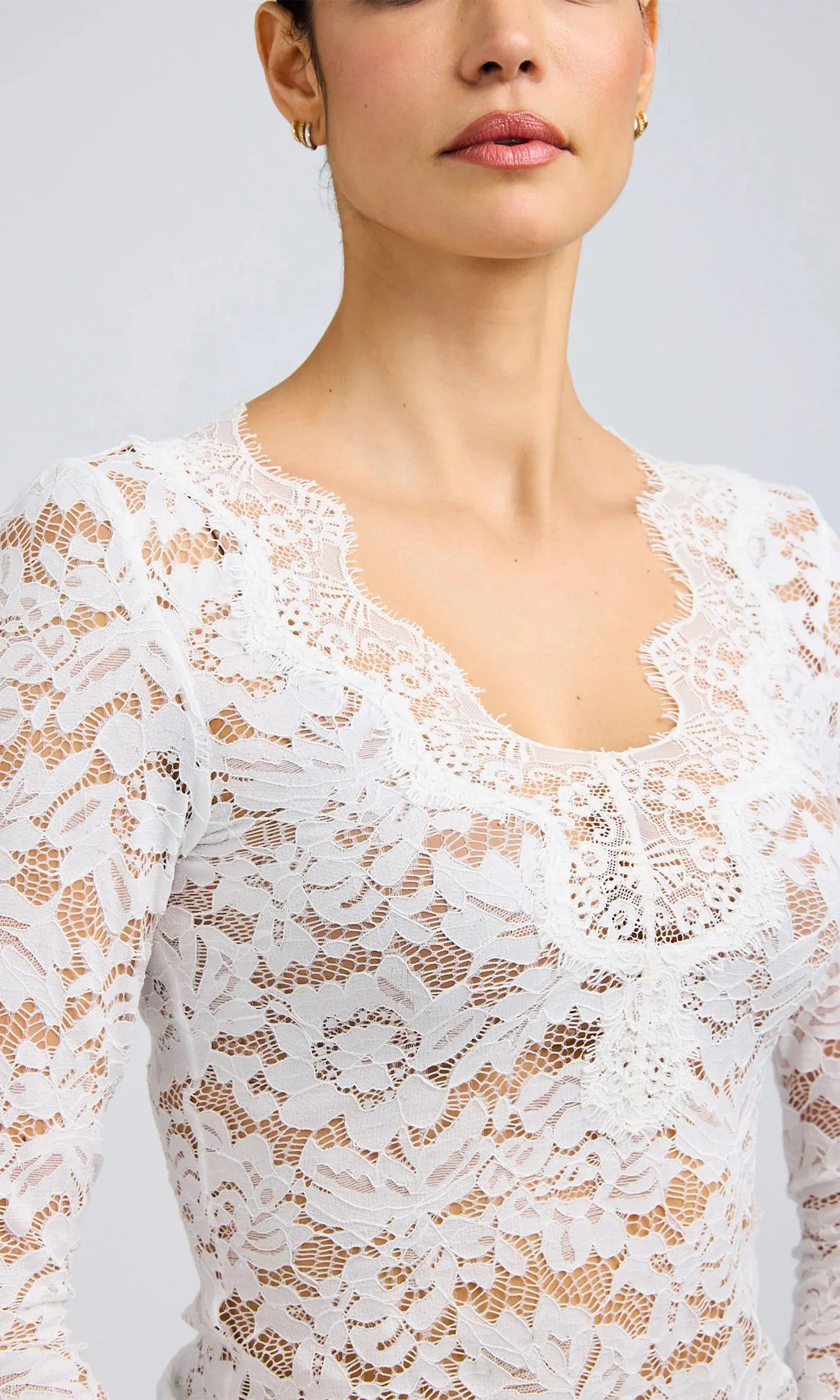 Yoko Sheer Lace Top - White